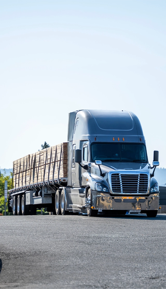 loaded flatbed freight trailer