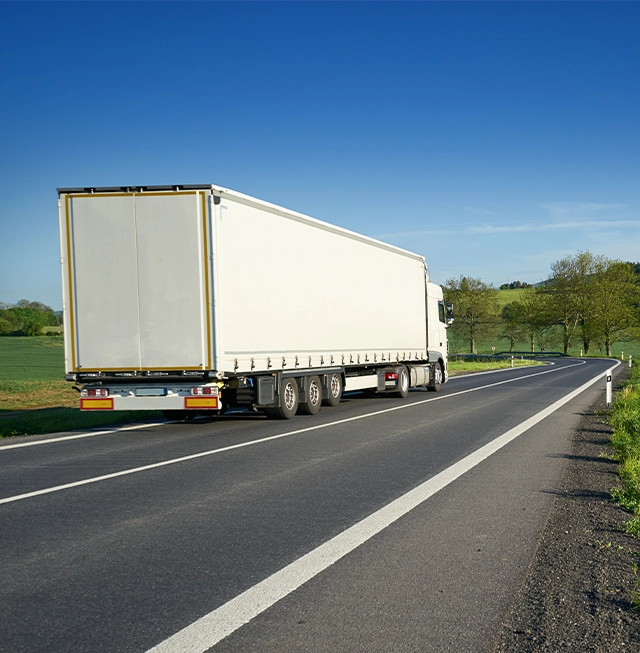 shipping truck on beautiful road