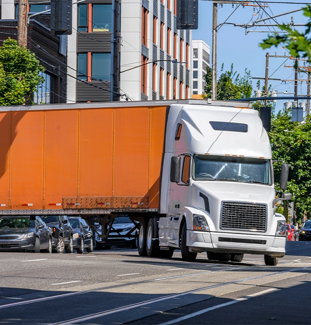 truck turning on road