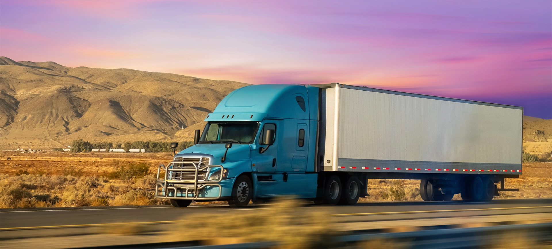 international shipping truck on road