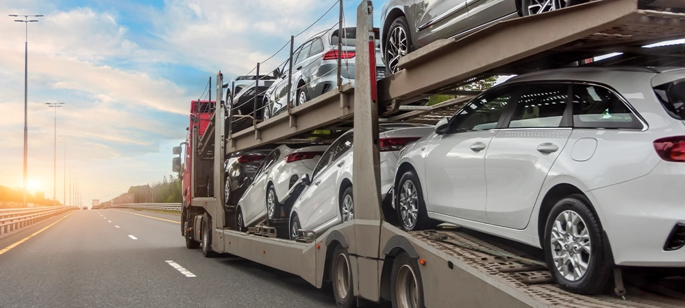 hauling cars trailer and truck pulls rides on the highway